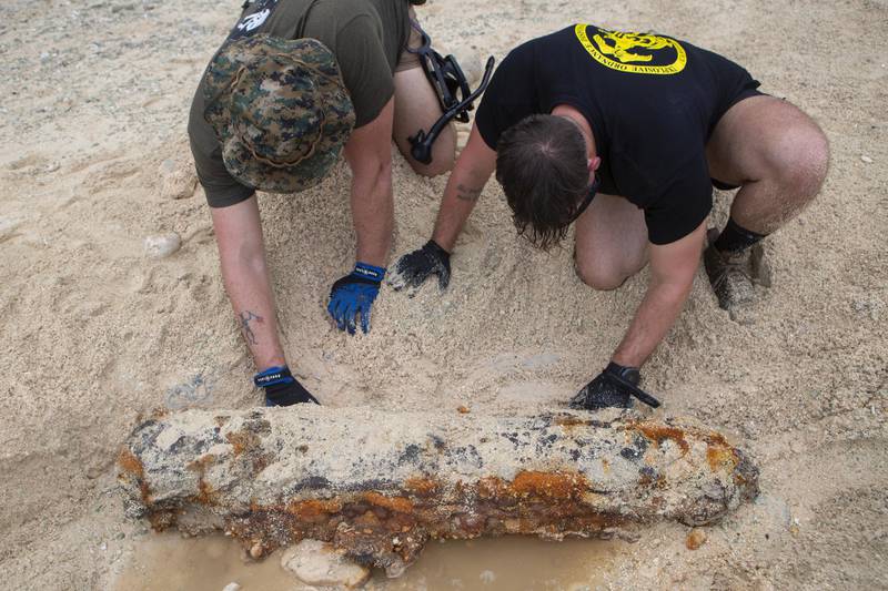 Left of bang: Marine EOD unit trains on WWII ordnance in Pacific