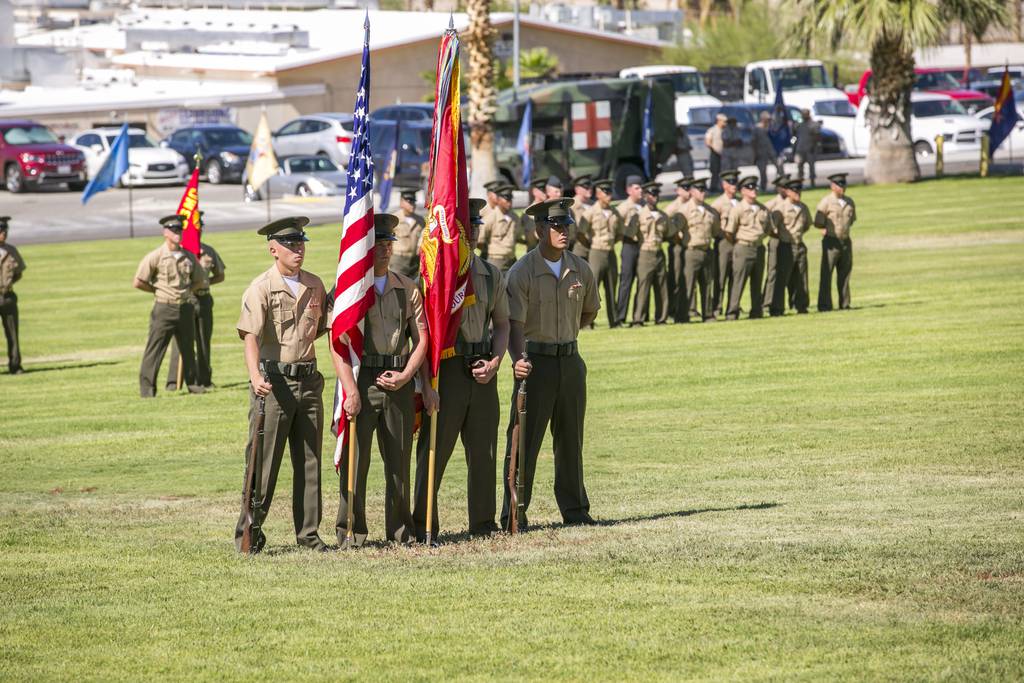 A Marine stands guard near the site of the Marine Battalion