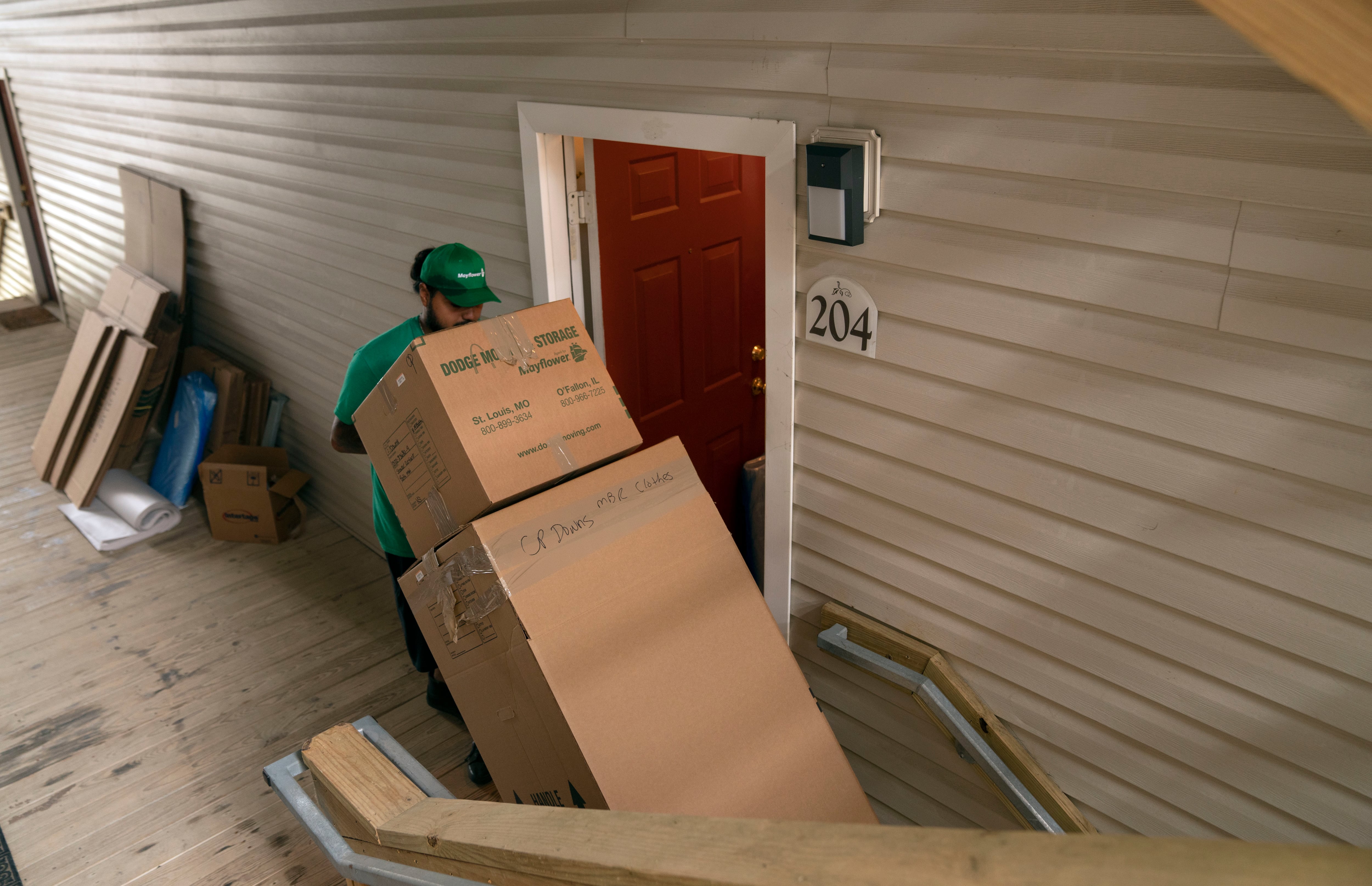 Contracted personnel perform an accountability assessment and pack items belonging to a soldier before her moving to a different state, June 12, 2019.