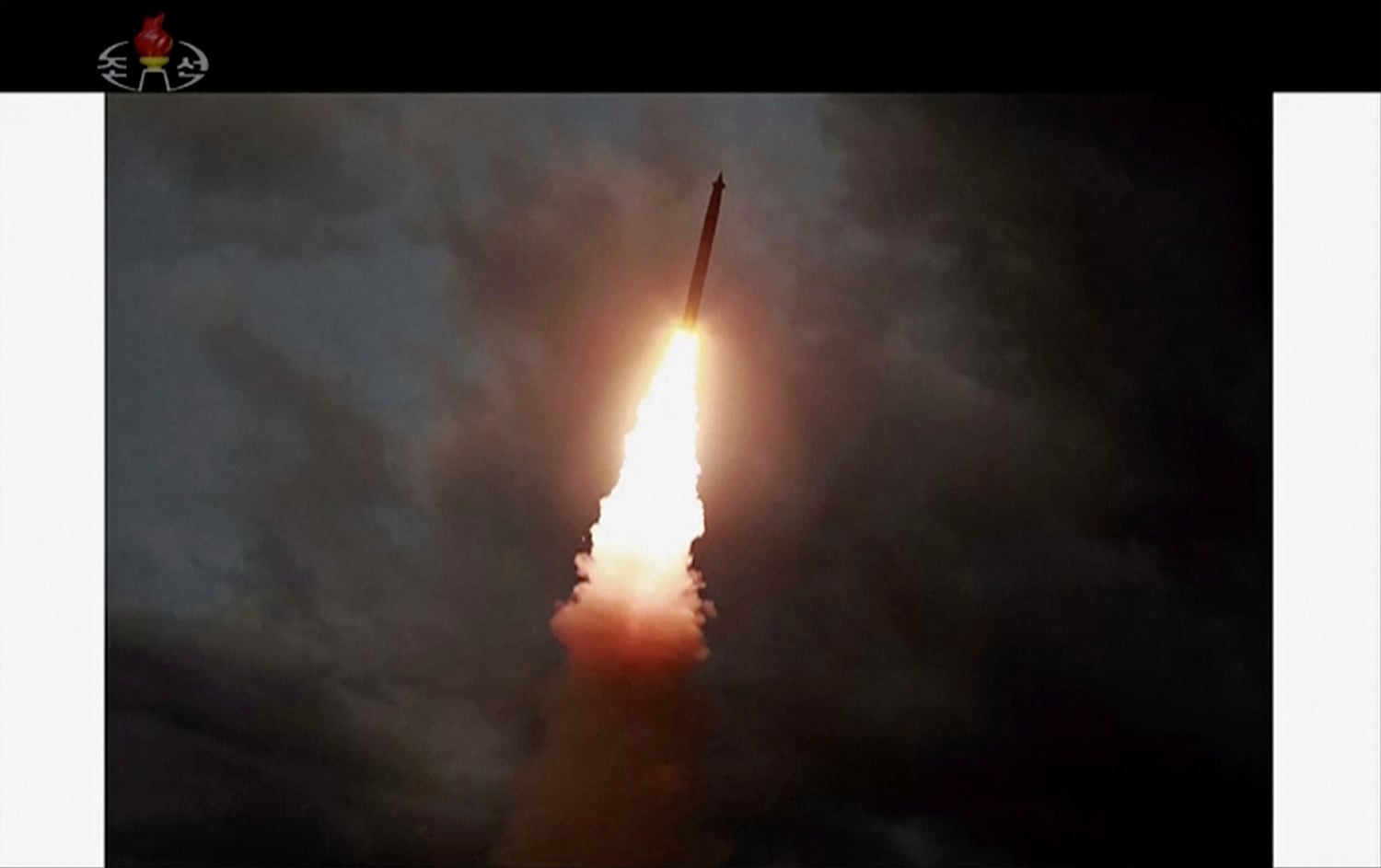 A rocket soars during an Aug. 1, 2019, test in North Korea.