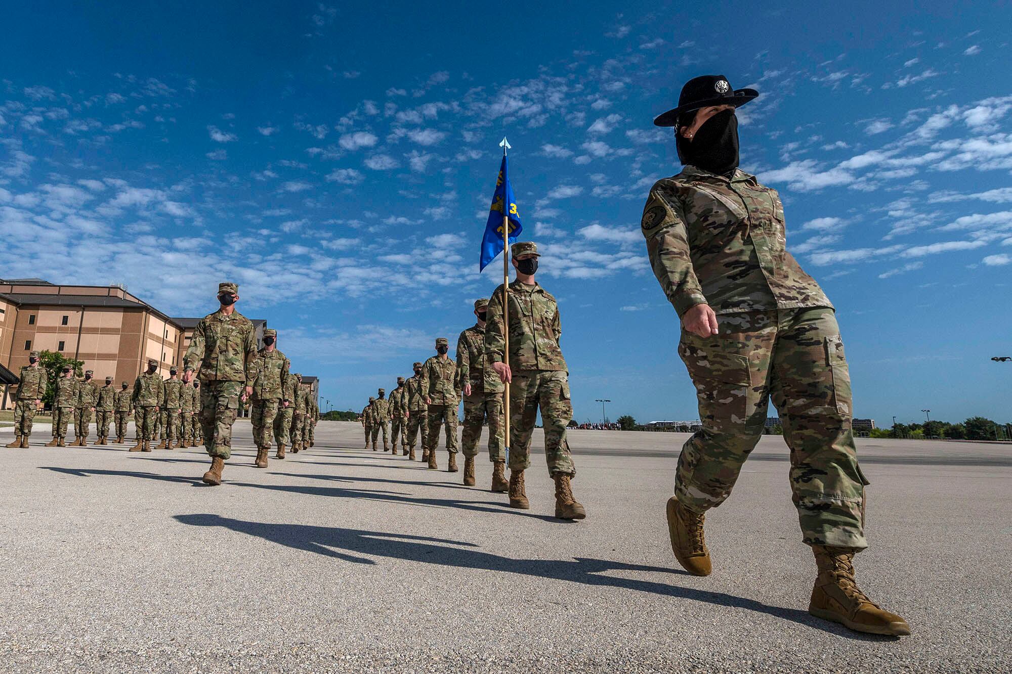 Air Force basic military graduation and coining ceremony is held Aug. 27, 2020, for the 331st Training Squadron at the Pfingston Reception Center on Joint Base San Antonio-Lackland, Texas.