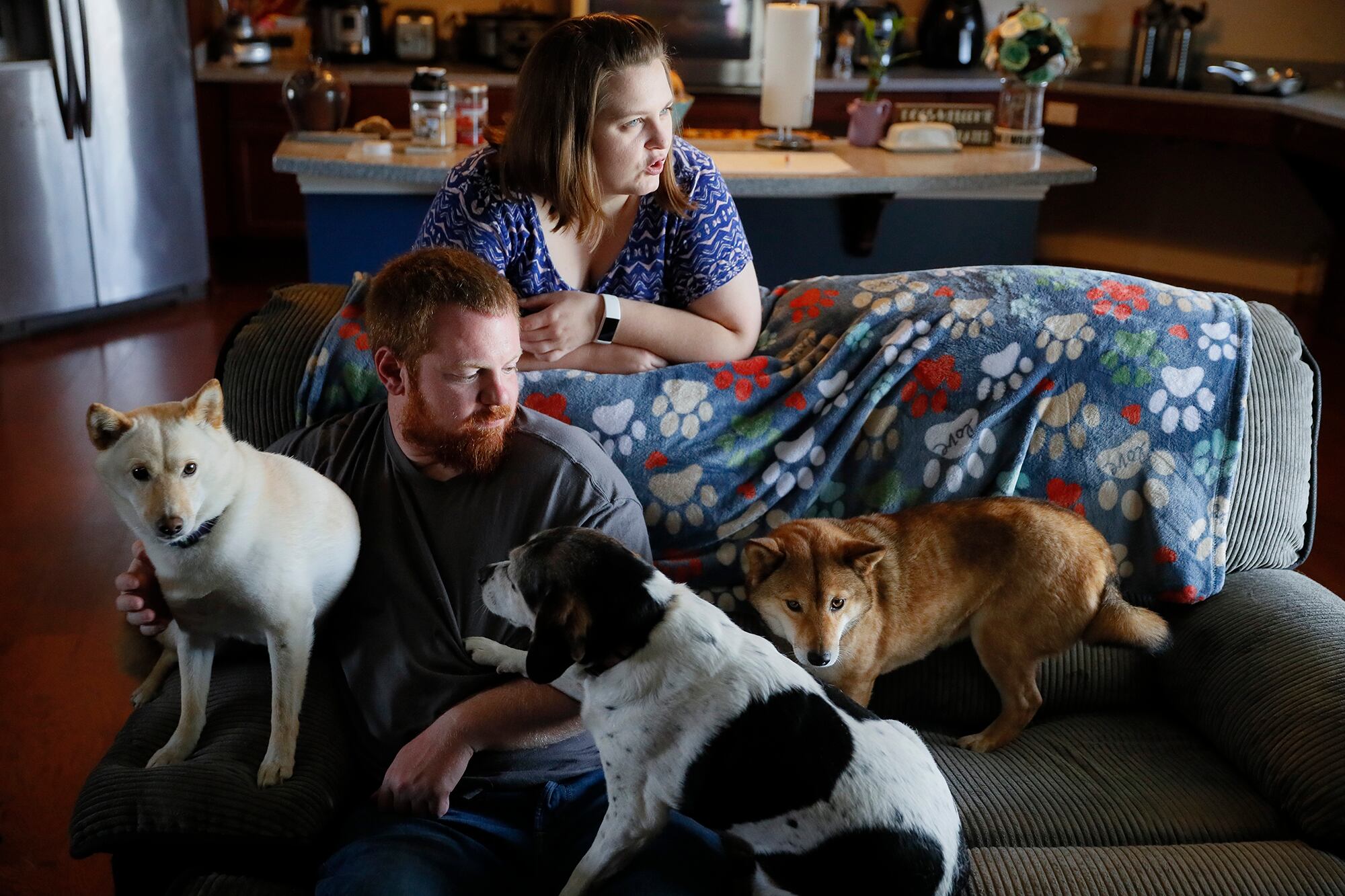 Jake and Ashley Lyerla are interviewed at their home, Tuesday, June 11, 2019, in Milroy, Ind.