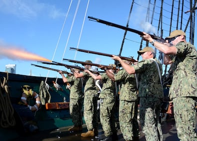 Chief petty officer selects come together on Aug. 20, 2019, for Chief Heritage weeks events aboard the oldest commissioned warship afloat in the world, USS Constitution, in Boston.