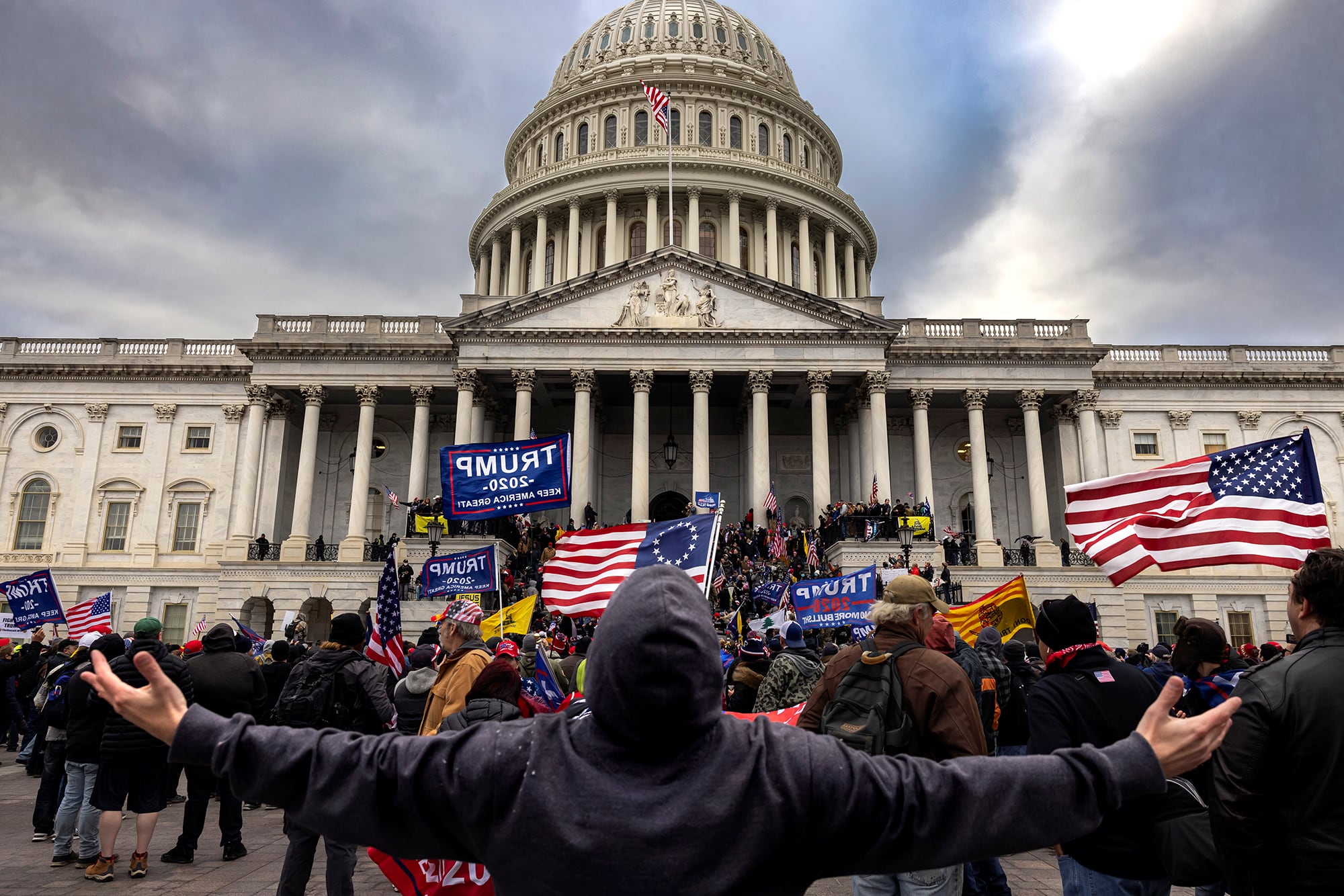 Pro-Trump protesters gather in front of the U.S. Capitol Building on Jan. 6, 2021, in Washington.