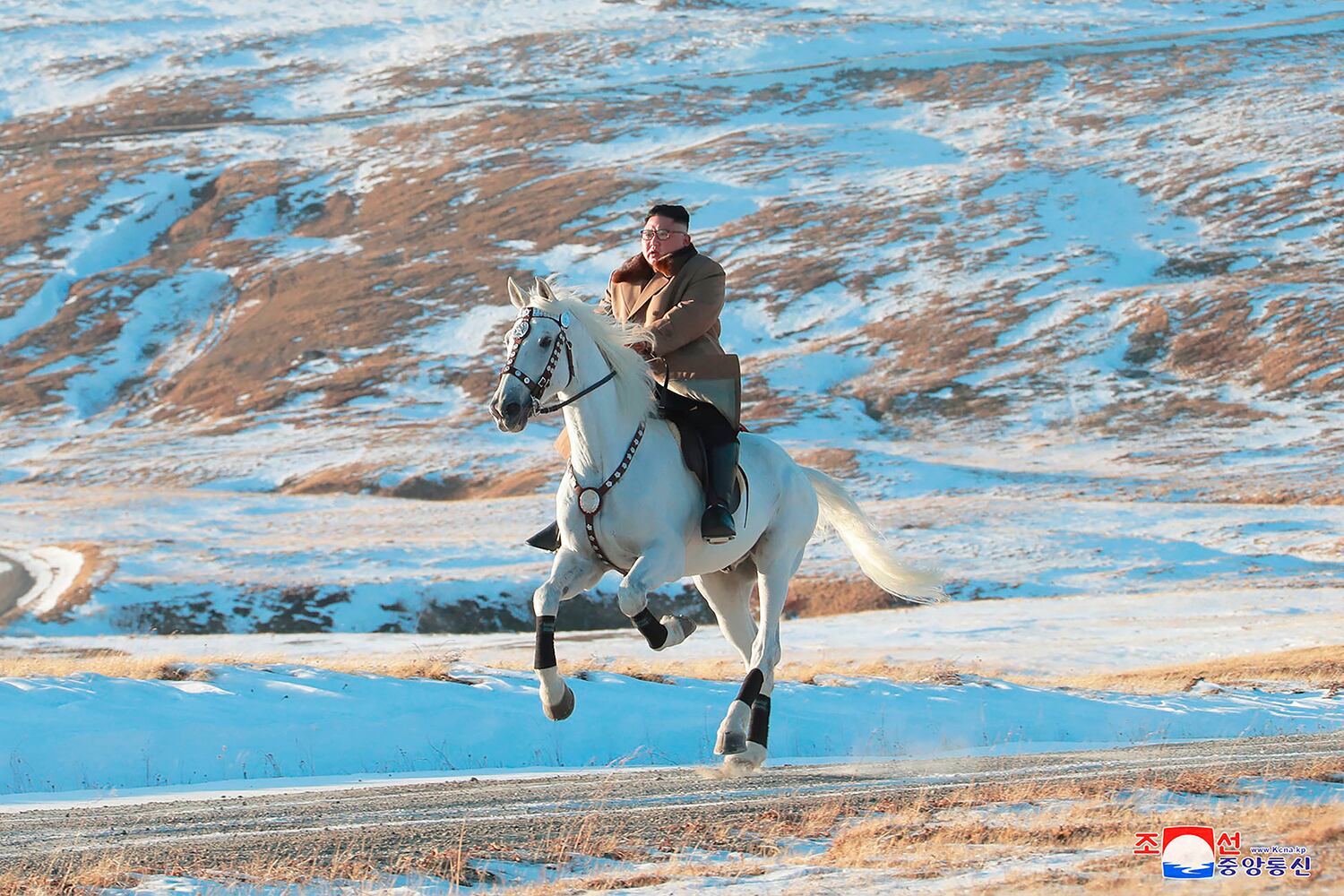 Kim Jong Un rides a white horse